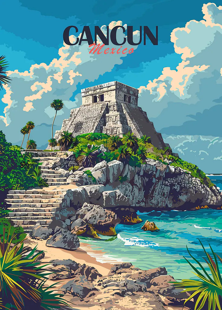 Cancun Mexico Travel Poster metal poster artwork